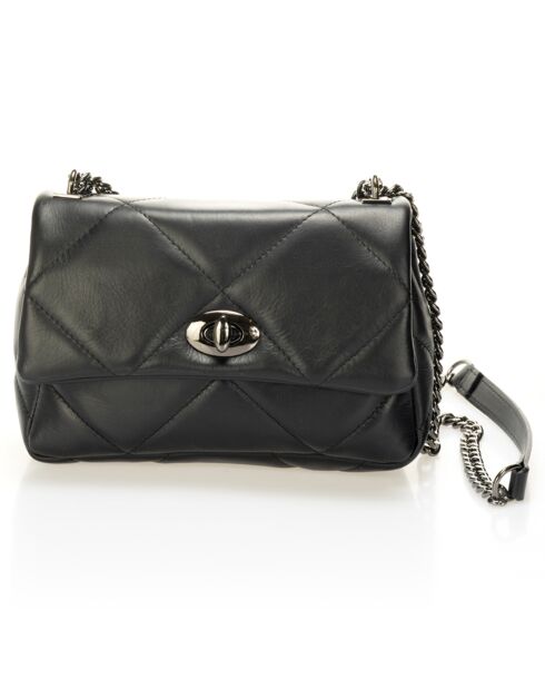 Sac bandoulière en Cuir noir - 30x8x17 cm