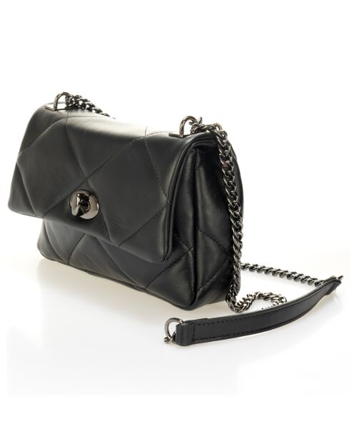 Sac bandoulière en Cuir noir - 30x8x17 cm