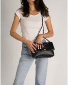 Sac bandoulière en Cuir noir - 30x8x17 cm