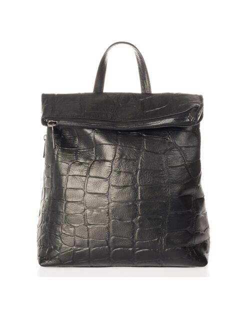 Sac à dos en Cuir noir - 29x13x32 cm