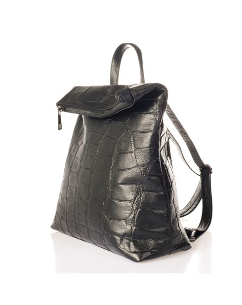 Sac à dos en Cuir noir - 29x13x32 cm