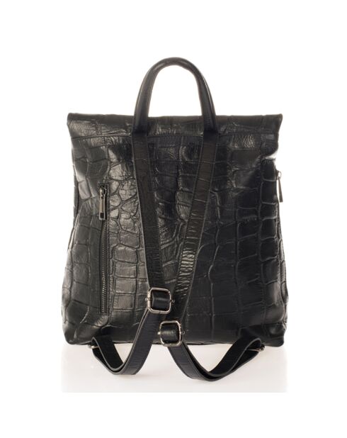 Sac à dos en Cuir noir - 29x13x32 cm