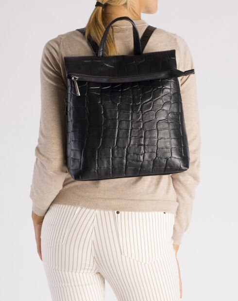Sac à dos en Cuir noir - 29x13x32 cm