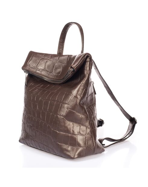 Sac à dos en Cuir marron - 29x13x32 cm