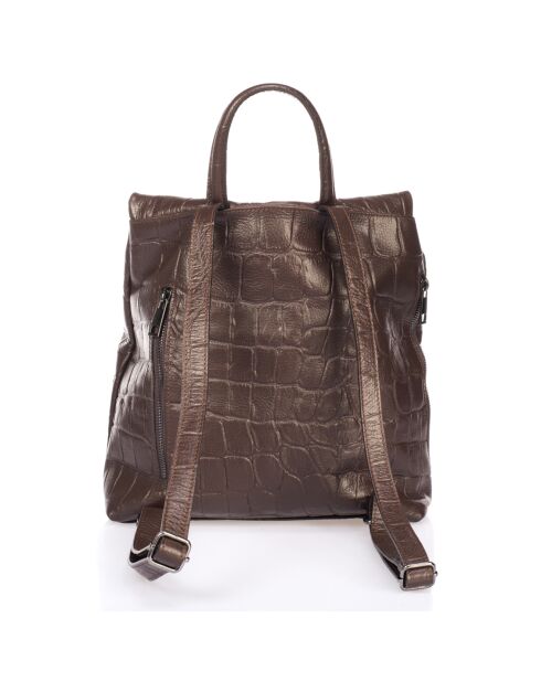 Sac à dos en Cuir marron - 29x13x32 cm