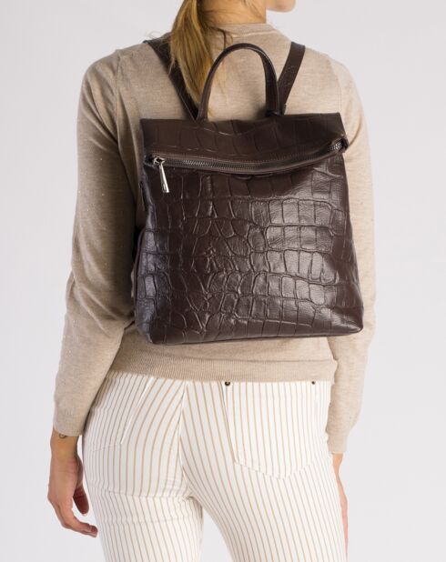 Sac à dos en Cuir marron - 29x13x32 cm