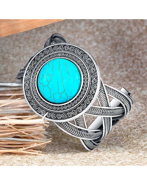 Bracelet El Griego argenté/turquoise