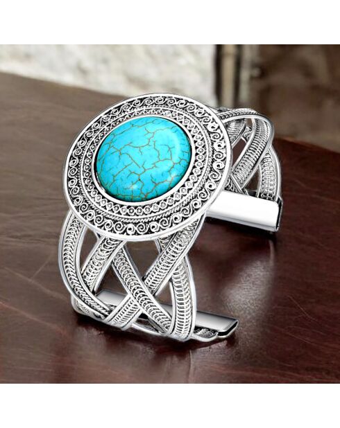 Bracelet El Griego argenté/turquoise