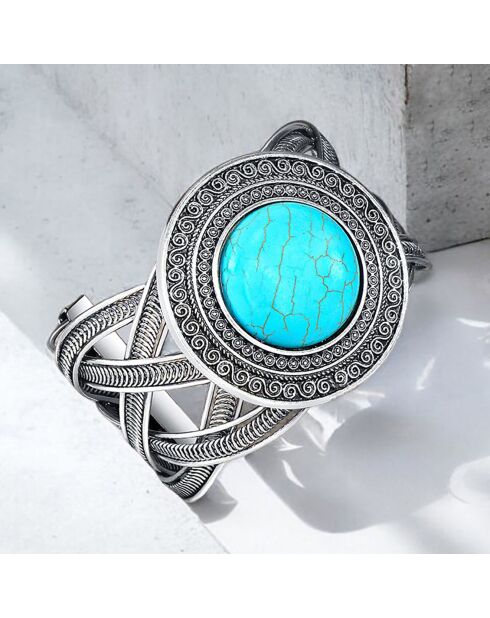 Bracelet El Griego argenté/turquoise