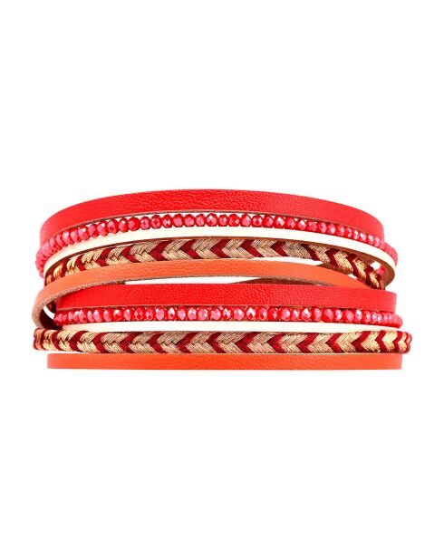 Fernando goud/koraalrode armband
