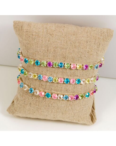 3 Bracelets Gala argenté/multicolore