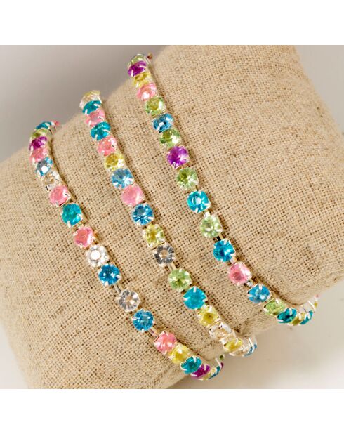 3 Bracelets Gala argenté/multicolore
