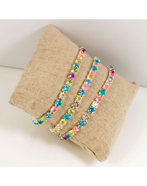 3 Bracelets Gala argenté/multicolore