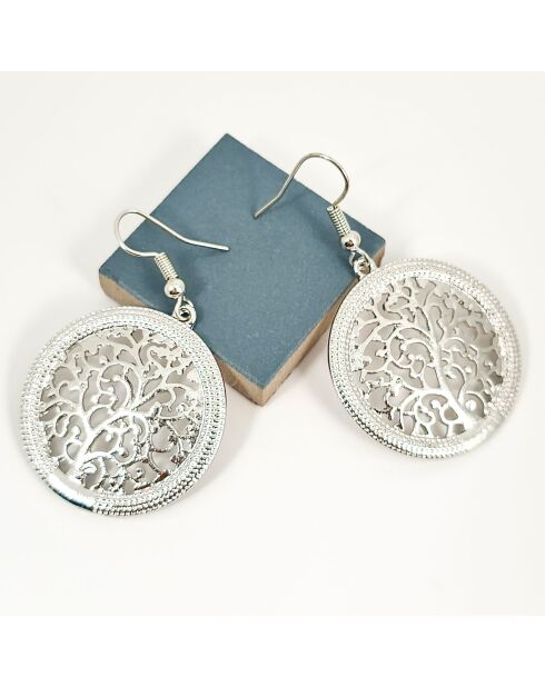 Boucles d'oreilles Natura argentées