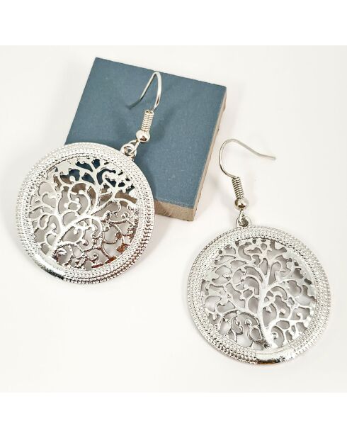 Boucles d'oreilles Natura argentées