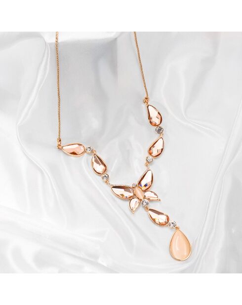 Crystal Butterfly goud/nude perzik ketting