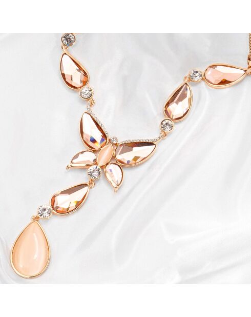 Crystal Butterfly goud/nude perzik ketting