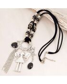 Zilver/zwarte Choupette-ketting