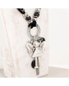 Zilver/zwarte Choupette-ketting