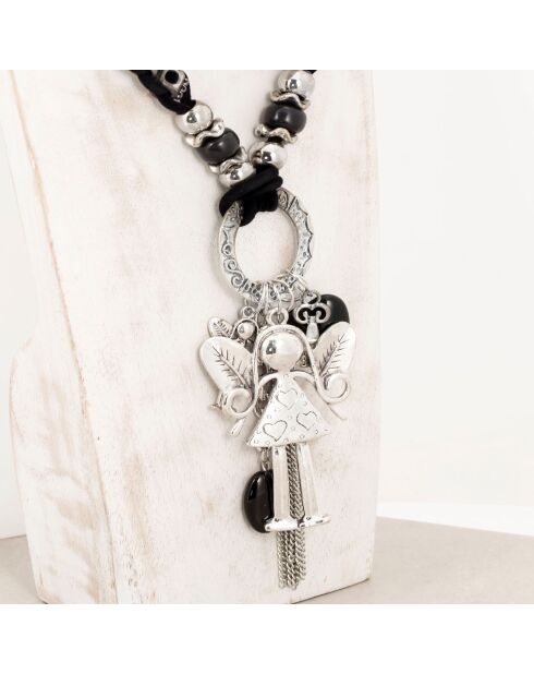 Collier Choupette argenté/noir