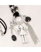 Zilver/zwarte Choupette-ketting