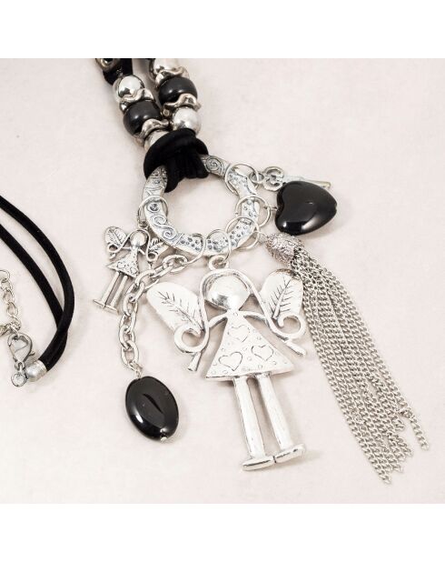 Collier Choupette argenté/noir