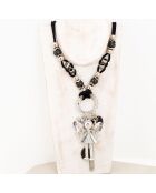 Zilver/zwarte Choupette-ketting