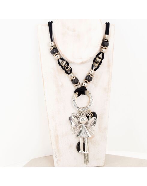 Collier Choupette argenté/noir