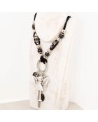 Zilver/zwarte Choupette-ketting