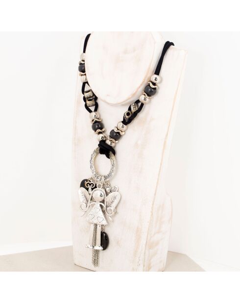 Collier Choupette argenté/noir