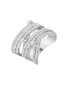 Bague Crossing Lines argenté/blanc