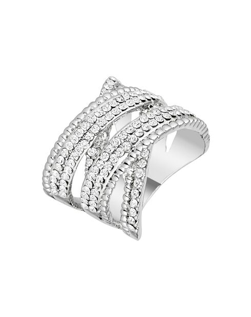 Bague Crossing Lines argenté/blanc