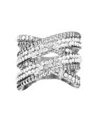 Bague Crossing Lines argenté/blanc