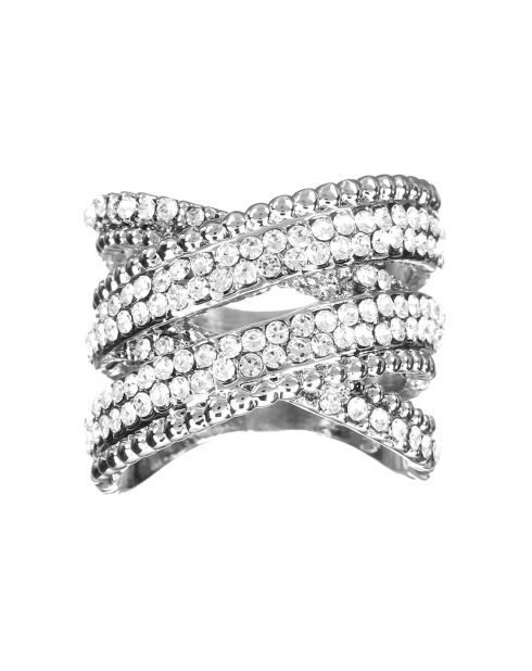 Bague Crossing Lines argenté/blanc