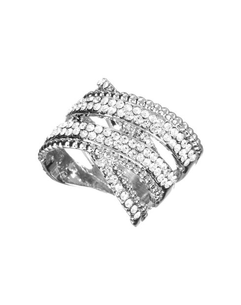 Bague Crossing Lines argenté/blanc