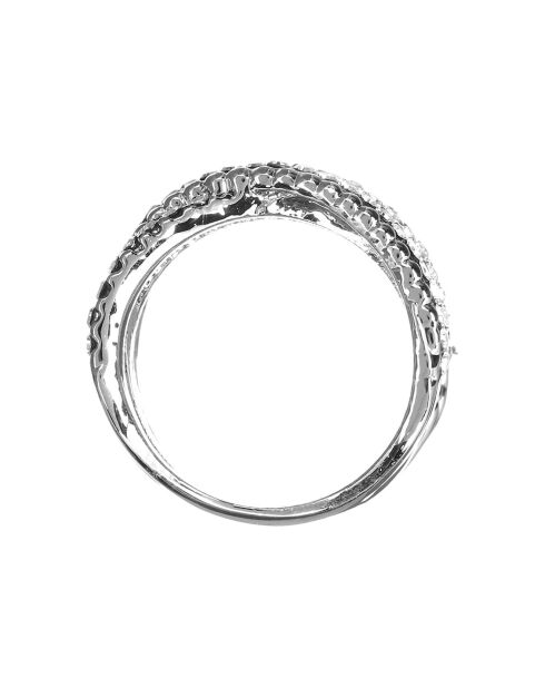 Bague Crossing Lines argenté/blanc