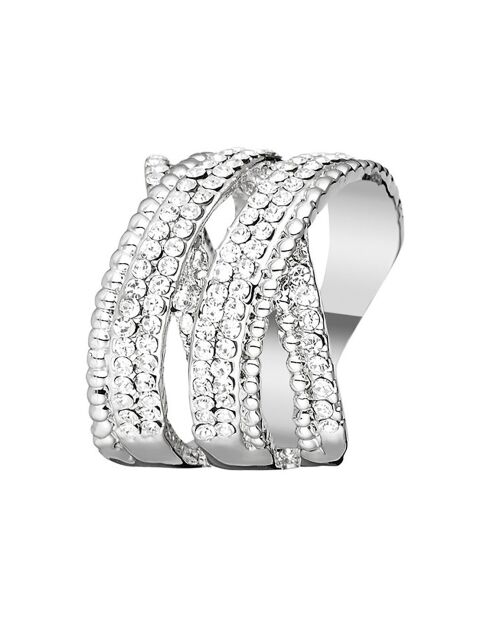 Bague Crossing Lines argenté/blanc