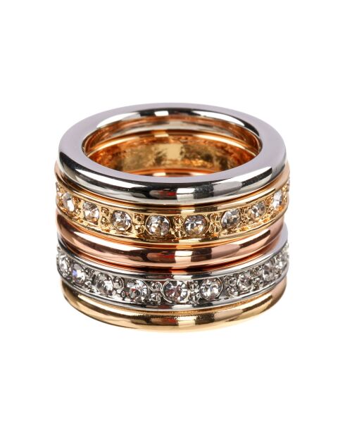 Anello Cinquecio in argento/oro/rosa