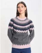 Pull  en Laine mélangée torsadé  Lisland multicolore