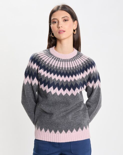 Pull  en Laine mélangée torsadé  Lisland multicolore