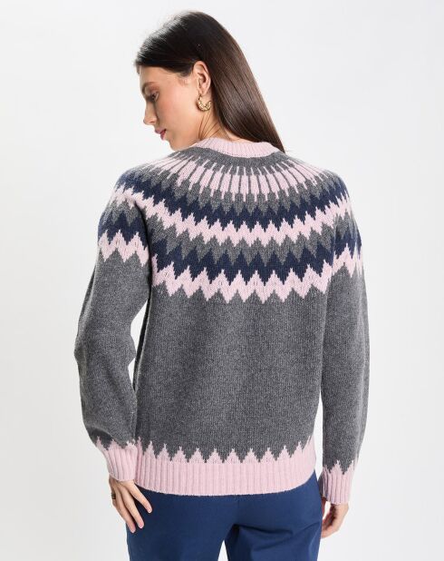 Pull  en Laine mélangée torsadé  Lisland multicolore