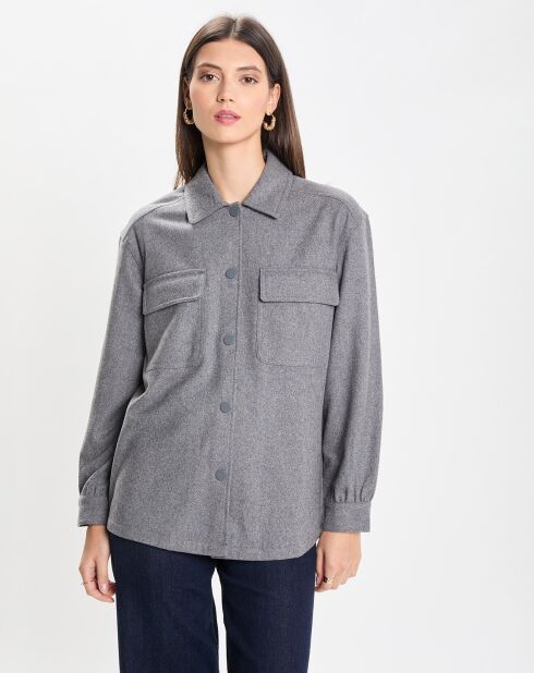 Chemise en Laine mélangée Landers Flannel gris foncé