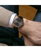 Montre Mixte en Cuir Geneva noire