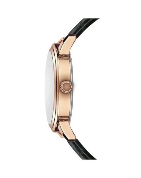 Montre Mixte en Cuir Geneva noire