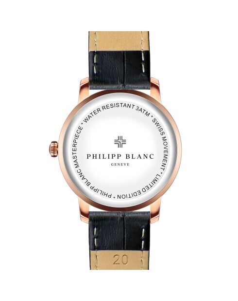 Montre Mixte en Cuir Geneva noire