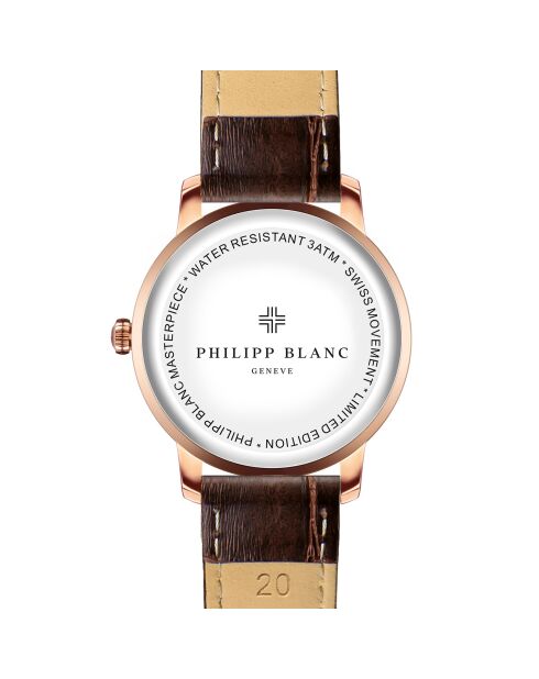 Geneva Brown horloge van gemengd leer