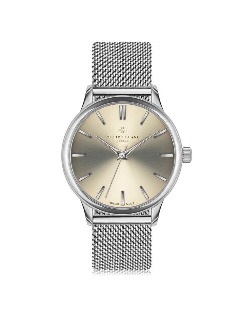 Reloj Lugano de acero mixto plateado