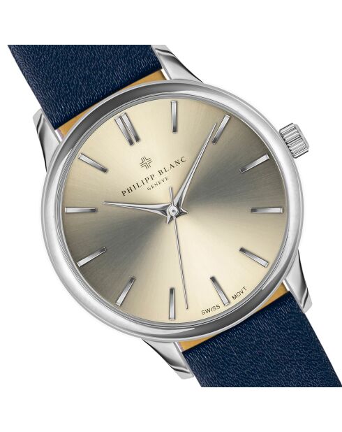 Montre Mixte en Cuir Lugano bleu foncé