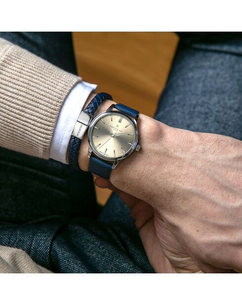 Montre Mixte en Cuir Lugano bleu foncé