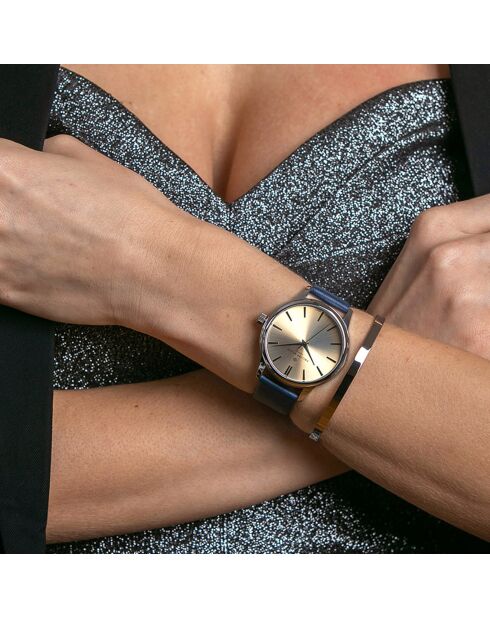 Montre Mixte en Cuir Lugano bleu foncé